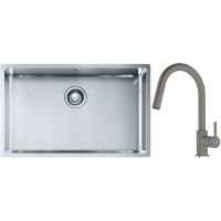 Franke Box BXX 210/110-68 zlewozmywak 72,5x45 cm stalowy z baterią kuchenną Lina kamienny szary (1270453658, 1150626057)