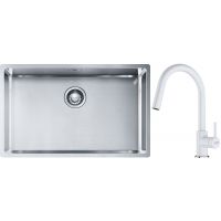 Franke Box BXX 210/110-68 zlewozmywak 72,5x45 cm stalowy z baterią kuchenną Lina biały polarny (1270453658, 1150626081)