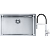 Franke Box BXX 210/110-68 zlewozmywak 72,5x45 cm stalowy z baterią kuchenną Lina chrom/czarny (1270453658, 1150626085)