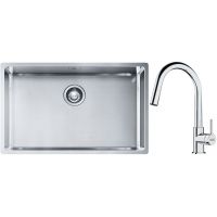 Franke Box BXX 210/110-68 zlewozmywak 72,5x45 cm stalowy z baterią kuchenną Lina chrom (1270453658, 1150693229)