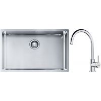 Franke Box BXX 210/110-68 zlewozmywak 72,5x45 cm stalowy z baterią kuchenną Lina chrom (1270453658, 1150693228)