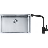 Franke Box BXX 210/110-68 zlewozmywak 72,5x45 cm stalowy z baterią kuchenną Lina czarny mat (1270453658, 1150712435)