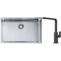 Franke Box BXX 210/110-68 zlewozmywak 72,5x45 cm stalowy z baterią kuchenną Mythos czarna stal szlachetna (1270453658, 1150550441)