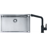 Franke Box BXX 210/110-68 zlewozmywak 72,5x45 cm stalowy z baterią kuchenną Urban czarny mat (1270453658, 1150627523)