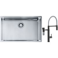 Franke Box BXX 210/110-68 zlewozmywak 72,5x45 cm stalowy z baterią kuchenną Vital Semi-Pro czarny mat/stal (1270453658, 1200621313)