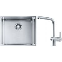 Franke Box BXX 110-50/BXX 210-50 zlewozmywak 54x45 cm stalowy z baterią kuchenną Atlas stal szlachetna (1270453656, 1150521439)