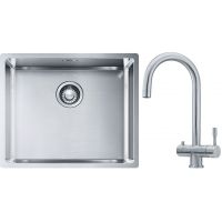 Franke Box BXX 110-50/BXX 210-50 zlewozmywak 54x45 cm stalowy z baterią kuchenną Eos stal szlachetna (1270453656, 1200179979)