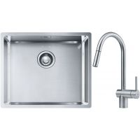 Franke Box BXX 110-50/BXX 210-50 zlewozmywak 54x45 cm stalowy z baterią kuchenną Leda Neo stal szlachetna (1270453656, 1150590047)
