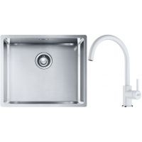 Franke Box BXX 110-50/BXX 210-50 zlewozmywak 54x45 cm stalowy z baterią kuchenną Lina biały polarny (1270453656, 1150626024)