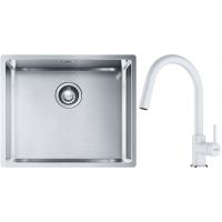 Franke Box BXX 110-50/BXX 210-50 zlewozmywak 54x45 cm stalowy z baterią kuchenną Lina biały polarny (1270453656, 1150626081)
