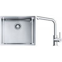 Franke Box BXX 110-50/BXX 210-50 zlewozmywak 54x45 cm stalowy z baterią kuchenną Lina chrom (1270453656, 1150693230)