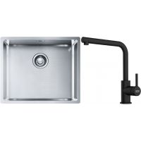 Franke Box BXX 110-50/BXX 210-50 zlewozmywak 54x45 cm stalowy z baterią kuchenną Lina czarny mat (1270453656, 1150712435)