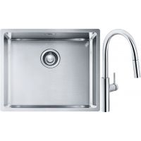 Franke Box BXX 110-50/BXX 210-50 zlewozmywak 54x45 cm stalowy z baterią kuchenną Pescara L Slide-In chrom (1270453656, 1150538940)
