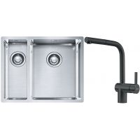 Franke Box BXX 260/160-34-16 zlewozmywak 56x45 cm stalowy z baterią kuchenną Atlas czarna stal szlachetna (1270369916, 1150550427)