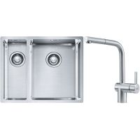 Franke Box BXX 260/160-34-16 zlewozmywak 56x45 cm stalowy z baterią kuchenną Atlas stal szlachetna (1270369916, 1150521439)