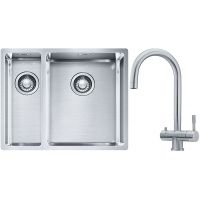 Franke Box BXX 260/160-34-16 zlewozmywak 56x45 cm stalowy z baterią kuchenną Eos stal szlachetna (1270369916, 1200179979)