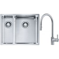 Franke Box BXX 260/160-34-16 zlewozmywak 56x45 cm stalowy z baterią kuchenną Eos stal szlachetna (1270369916, 1150590045)