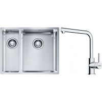 Franke Box BXX 260/160-34-16 zlewozmywak 56x45 cm stalowy z baterią kuchenną Lina chrom (1270369916, 1150712420)