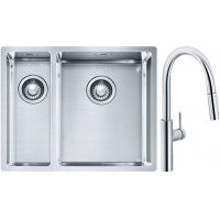 Franke Box BXX 260/160-34-16 zlewozmywak 56x45 cm stalowy z baterią kuchenną Pescara L Slide-In chrom (1270369916, 1150538940)