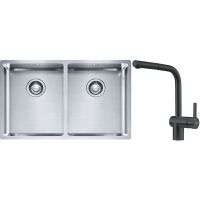 Franke Box BXX 220/120 34-34 zlewozmywak 74x45 cm stalowy z baterią kuchenną Atlas czarna stal szlachetna (1270370188, 1150550427)