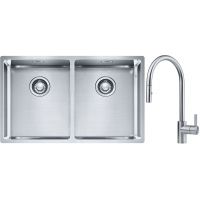 Franke Box BXX 220/120 34-34 zlewozmywak 74x45 cm stalowy z baterią kuchenną Eos stal szlachetna (1270370188, 1150590045)