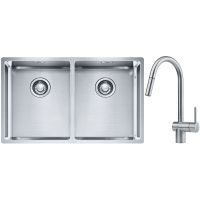 Franke Box BXX 220/120 34-34 zlewozmywak 74x45 cm stalowy z baterią kuchenną Leda Neo stal szlachetna (1270370188, 1150590047)