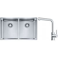 Franke Box BXX 220/120 34-34 zlewozmywak 74x45 cm stalowy z baterią kuchenną Lina chrom (1270370188, 1150712420)