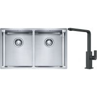 Franke Box BXX 220/120 34-34 zlewozmywak 74x45 cm stalowy z baterią kuchenną Mythos czarna stal szlachetna (1270370188, 1150550441)