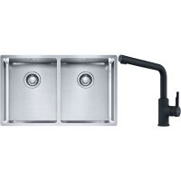 Franke Box BXX 220/120 34-34 zlewozmywak 74x45 cm stalowy z baterią kuchenną Urban czarny mat (1270370188, 1150627523)