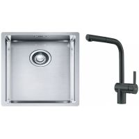 Franke Box BXX 210/110-34 zlewozmywak 38x45 cm stalowy z baterią kuchenną Atlas czarna stal szlachetna (1270453653, 1150550427)
