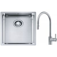 Franke Box BXX 210/110-34 zlewozmywak 38x45 cm stalowy z baterią kuchenną Eos stal szlachetna (1270453653, 1150590045)
