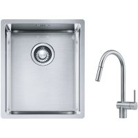 Franke Box BXX 210/110-34 zlewozmywak 38x45 cm stalowy z baterią kuchenną Leda Neo stal szlachetna (1270453653, 1150590047)