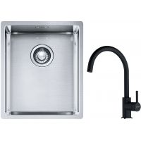 Franke Box BXX 210/110-34 zlewozmywak 38x45 cm stalowy z baterią kuchenną Lina onyx (1270453653, 1150626020)