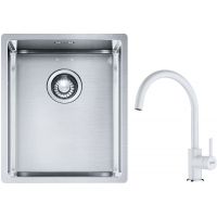 Franke Box BXX 210/110-34 zlewozmywak 38x45 cm stalowy z baterią kuchenną Lina biały polarny (1270453653, 1150626024)