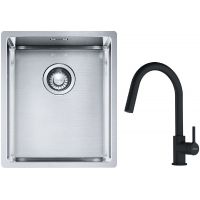 Franke Box BXX 210/110-34 zlewozmywak 38x45 cm stalowy z baterią kuchenną Lina czarny mat (1270453653, 1150626053)