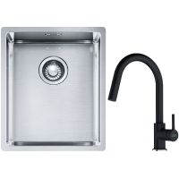 Franke Box BXX 210/110-34 zlewozmywak 38x45 cm stalowy z baterią kuchenną Lina onyx (1270453653, 1150626055)
