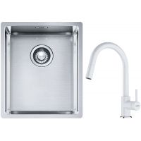 Franke Box BXX 210/110-34 zlewozmywak 38x45 cm stalowy z baterią kuchenną Lina biały polarny (1270453653, 1150626081)