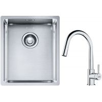 Franke Box BXX 210/110-34 zlewozmywak 38x45 cm stalowy z baterią kuchenną Lina chrom (1270453653, 1150693229)
