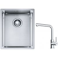 Franke Box BXX 210/110-34 zlewozmywak 38x45 cm stalowy z baterią kuchenną Lina chrom (1270453653, 1150712420)