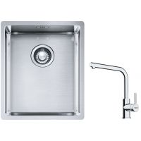 Franke Box BXX 210/110-34 zlewozmywak 38x45 cm stalowy z baterią kuchenną Lina chrom (1270453653, 1150693230)