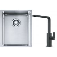Franke Box BXX 210/110-34 zlewozmywak 38x45 cm stalowy z baterią kuchenną Mythos czarna stal szlachetna (1270453653, 1150550441)