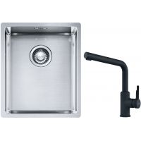 Franke Box BXX 210/110-34 zlewozmywak 38x45 cm stalowy z baterią kuchenną Urban czarny mat (1270453653, 1150627523)