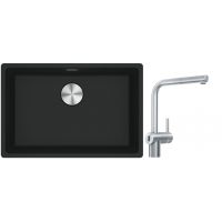 Franke Maris MRG 110-62 zlewozmywak 62x40 cm Fragranite czarny mat z baterią kuchenną Atlas Neo Sensor stal szlachetna (1250687256, 1150625523)