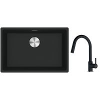 Franke Maris MRG 110-62 zlewozmywak 62x40 cm Fragranite czarny mat z baterią kuchenną Lina onyx (1250687256, 1150626055)