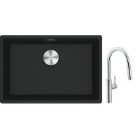 Franke Maris MRG 110-62 zlewozmywak 62x40 cm Fragranite czarny mat z baterią kuchenną Pescara L Slide-In chrom (1250687256, 1150538940)