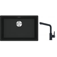 Franke Maris MRG 110-62 zlewozmywak 62x40 cm Fragranite z baterią kuchenną Urban czarny mat (1250687256, 1150627523)