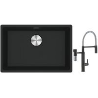 Franke Maris MRG 110-62 zlewozmywak 62x40 cm Fragranite czarny mat z baterią kuchenną Vital Semi-Pro czarny mat/stal (1250687256, 1200621313)