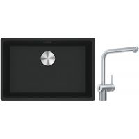 Franke Maris MRG 110-52 zlewozmywak 52x40 cm Fragranite czarny mat z baterią kuchenną Atlas Neo Sensor stal szlachetna (1250687252, 1150625523)
