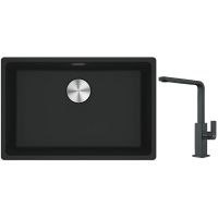 Franke Maris MRG 110-52 zlewozmywak 52x40 cm Fragranite czarny mat z baterią kuchenną Mythos czarna stal szlachetna (1250687252, 1150550441)