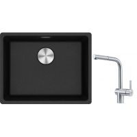 Franke Maris MRG 110-52 zlewozmywak 52x40 cm Fragranite onyx z baterią kuchenną Atlas stal szlachetna (1250687253, 1150521439)